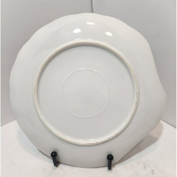 4 Mid Century Modern Shell Shaped Violets Bone China Luncheon Plates And Teacups - Picture 6 of 11